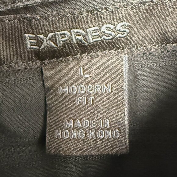 Men's EXPRESS Modern Fit Textured Striped Black Dress Shirt | Size L‎ - Picture 6 of 8